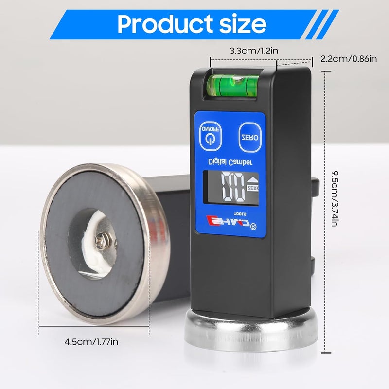 BINGOX Camber Gauge Digital Wheel Alignment Tool, -90° to +90°, Caster Camber Gauge with Magnet Base, LCD Display & Reset Key - Image 5
